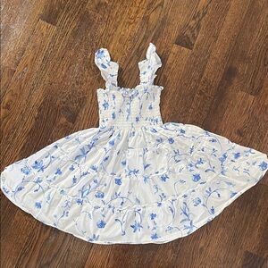 Hill House White Dress with Blue Floral Design